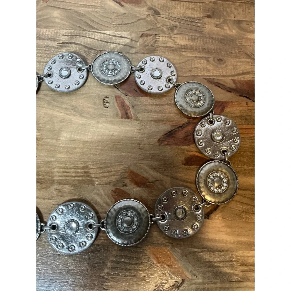 Chain Belt Women One Size Silver Medallion Rhinestone Boho Western